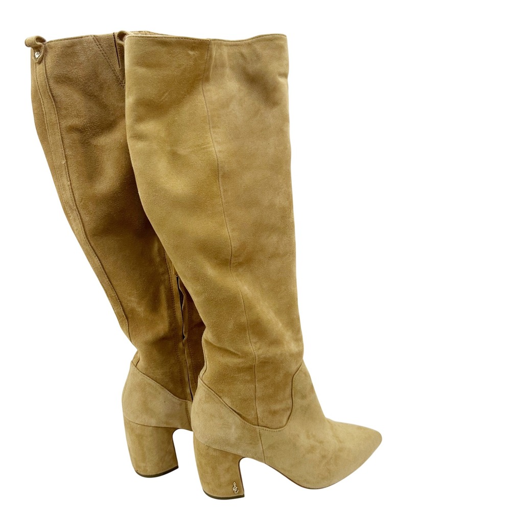Sam Edelman Hai Boots Women 7.5 Tan Suede Knee High Block Heel Blogger Fave - Picture 4 of 8